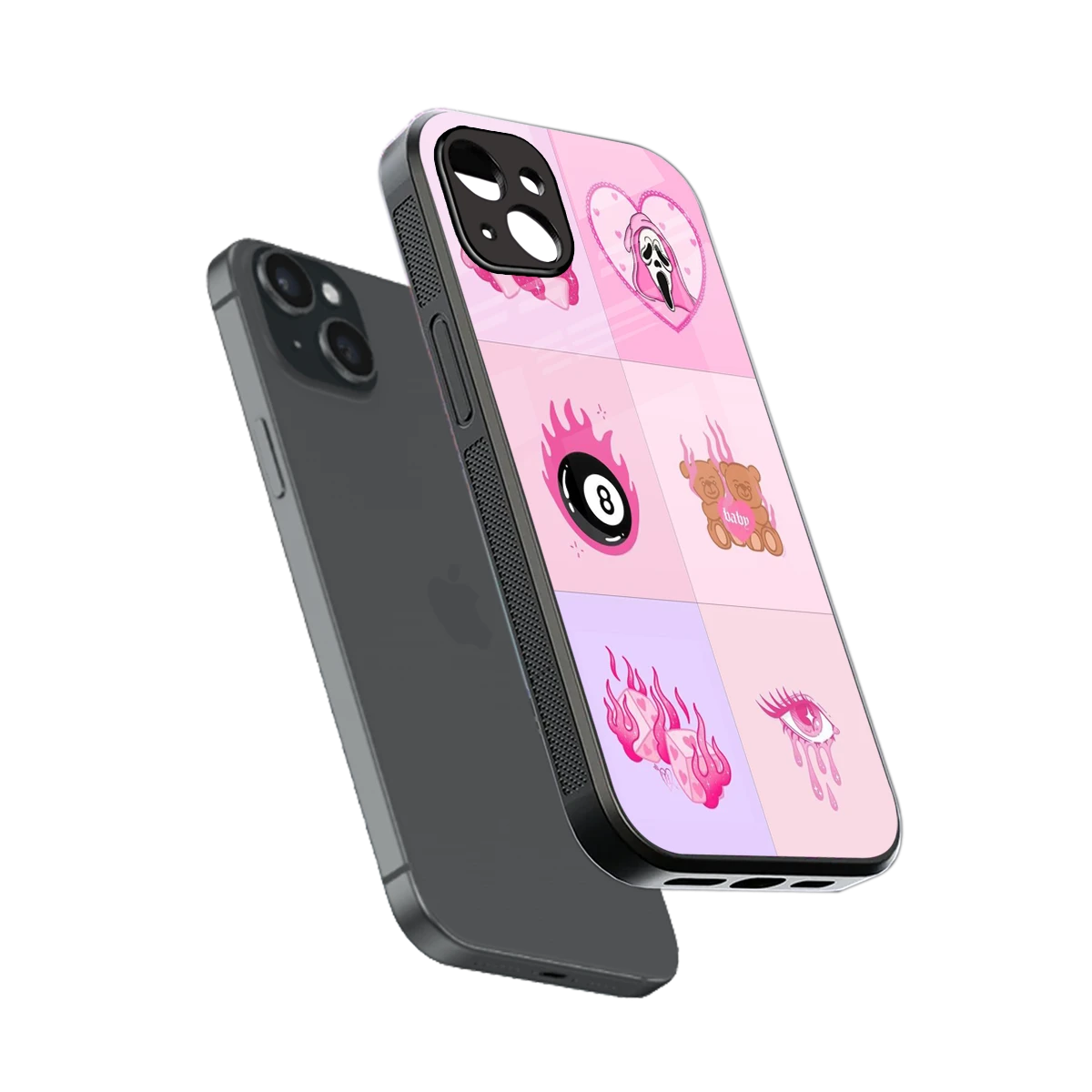 Ghostly Adorable sleek iphone 14 plus cover with tempered glass back and TPU edges