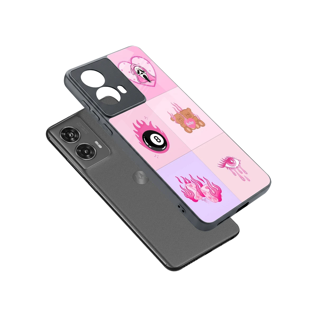 Ghostly Adorable sleek motorola edge 50 fusion cover with tempered glass back and TPU edges