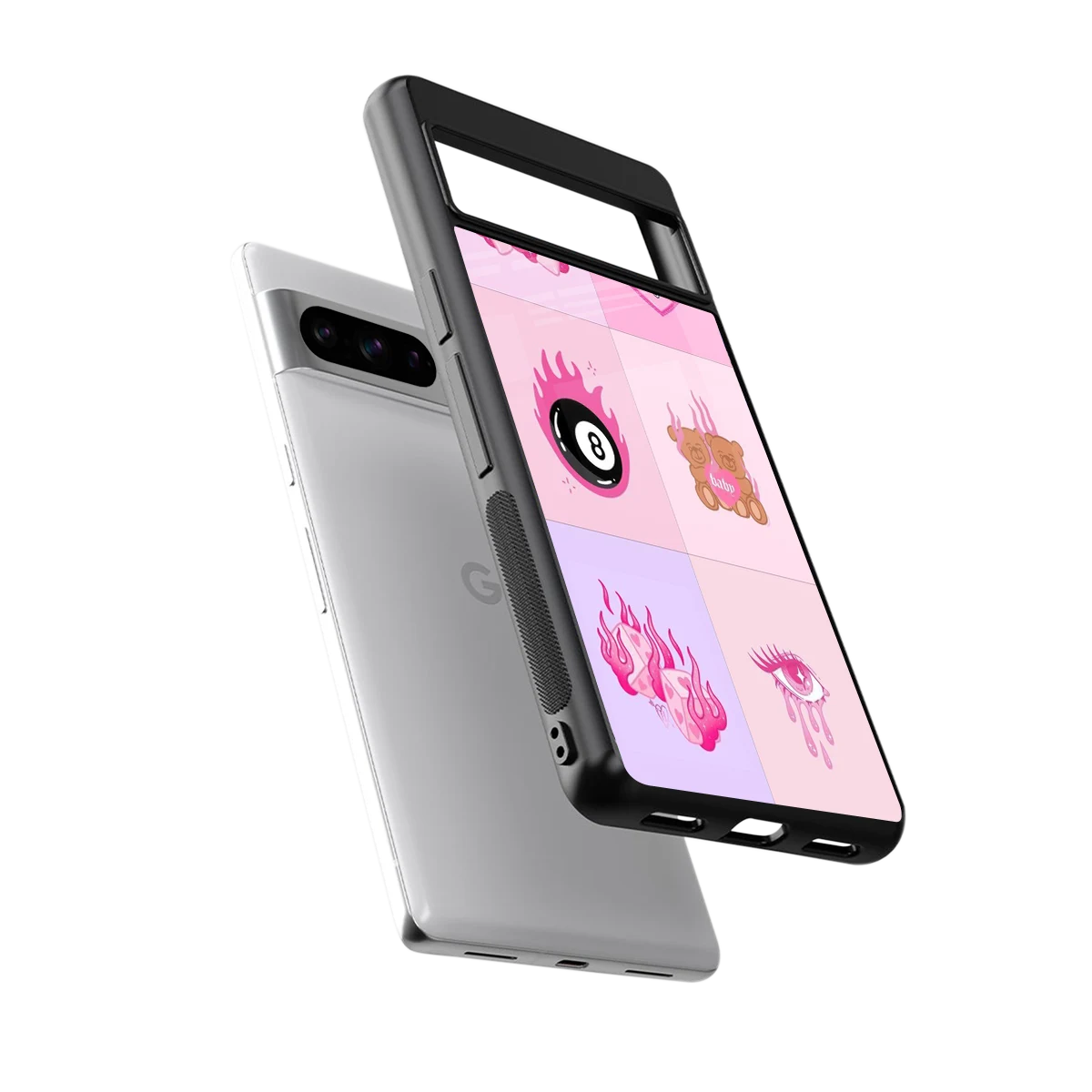 Ghostly Adorable sleek google pixel 8 pro cover with tempered glass back and TPU edges