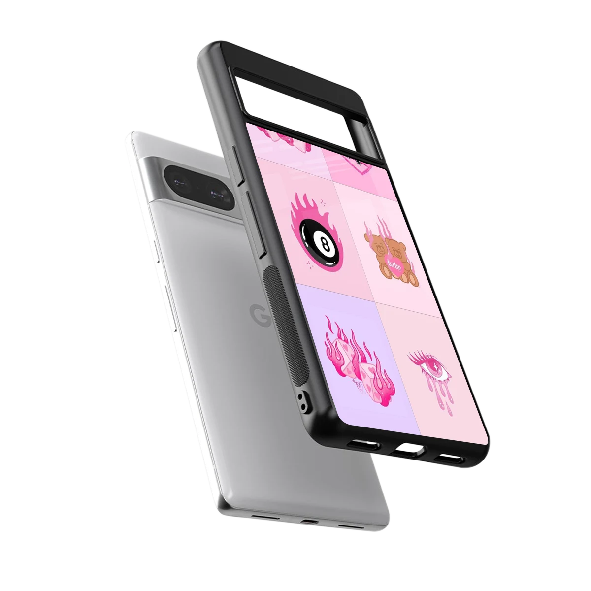 Ghostly Adorable sleek google pixel 8 cover with tempered glass back and TPU edges