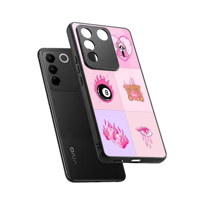 Ghostly Adorable sleek vivo v27 5g cover with tempered glass back and TPU edges