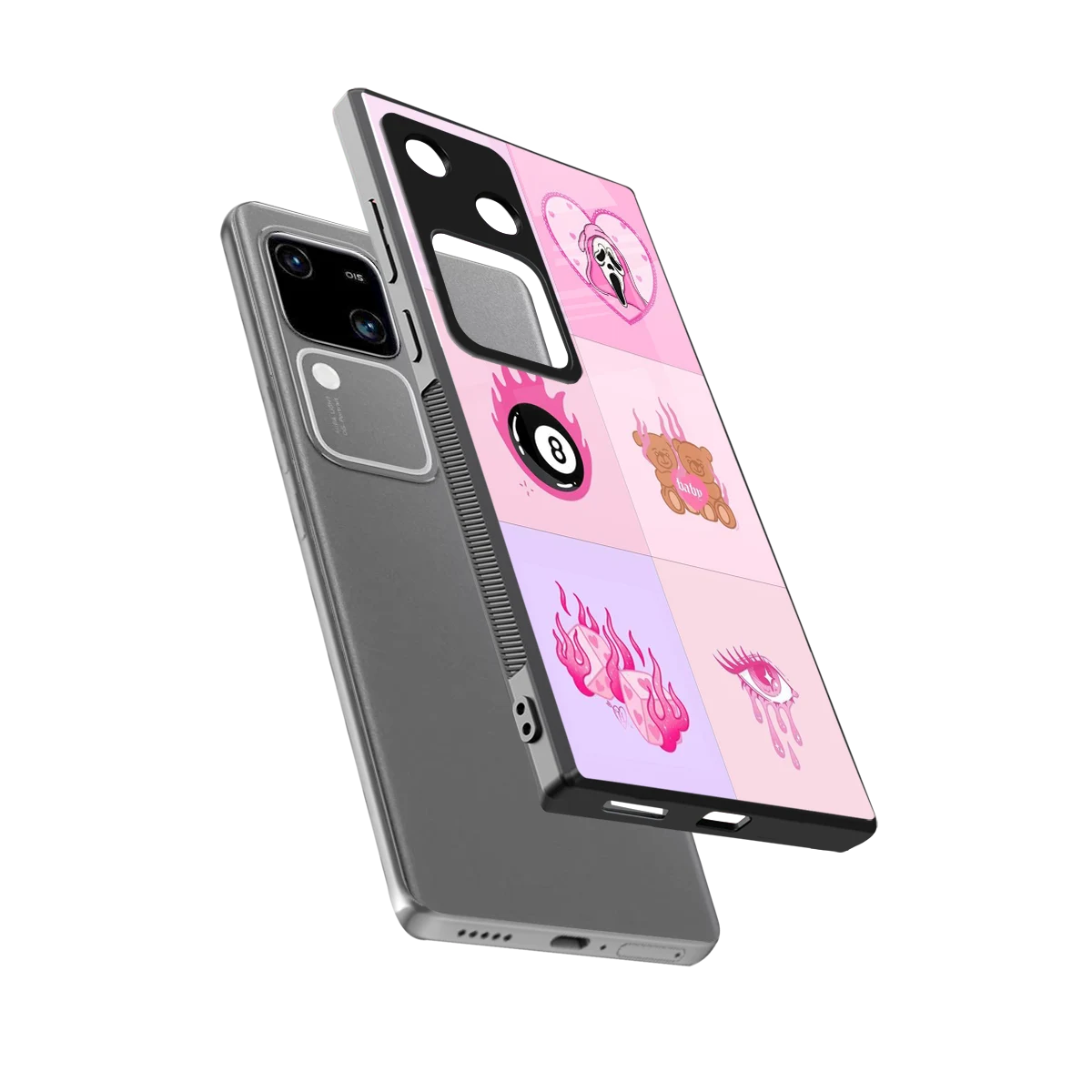 Ghostly Adorable sleek vivo v30 cover with tempered glass back and TPU edges