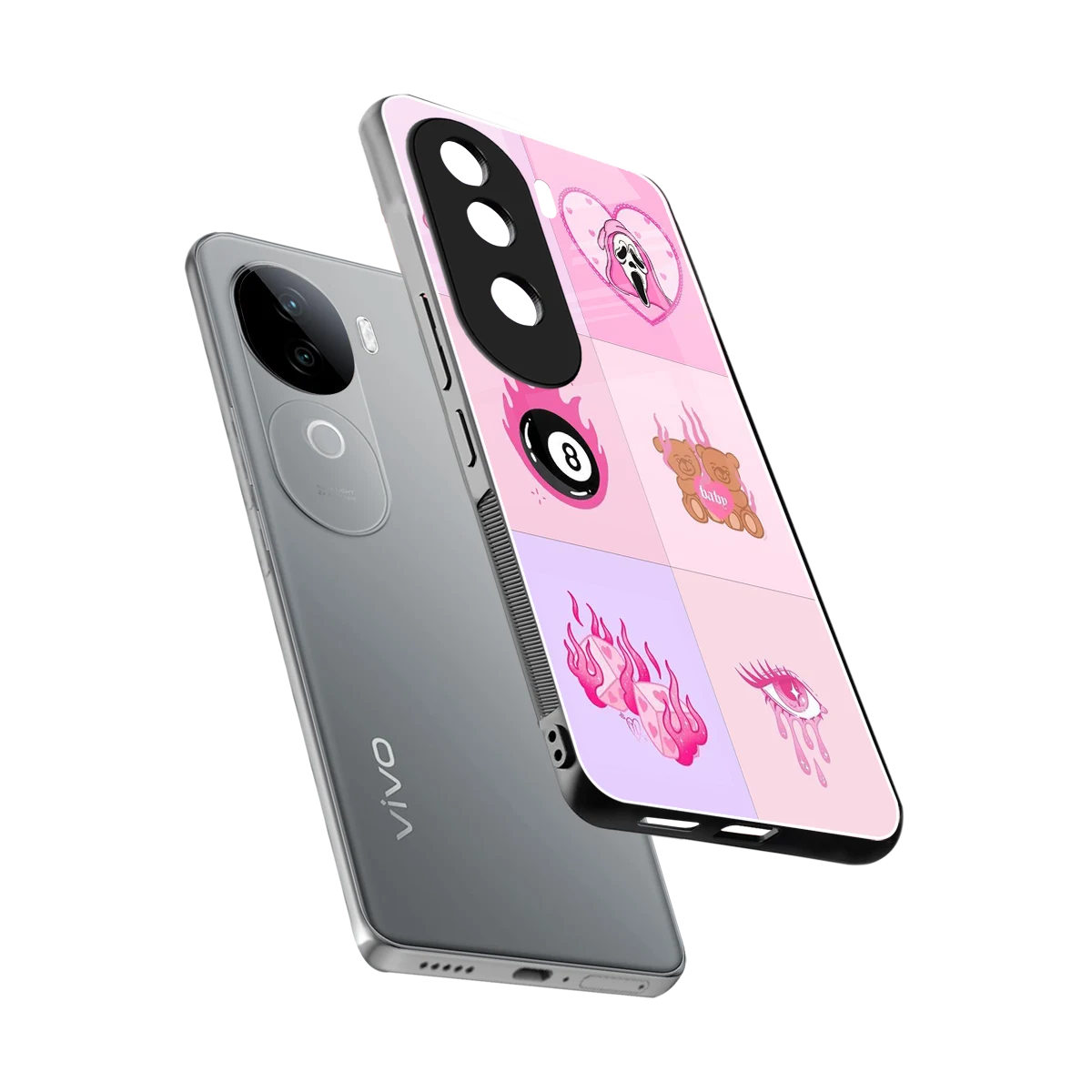 Ghostly Adorable sleek vivo v40e cover with tempered glass back and TPU edges