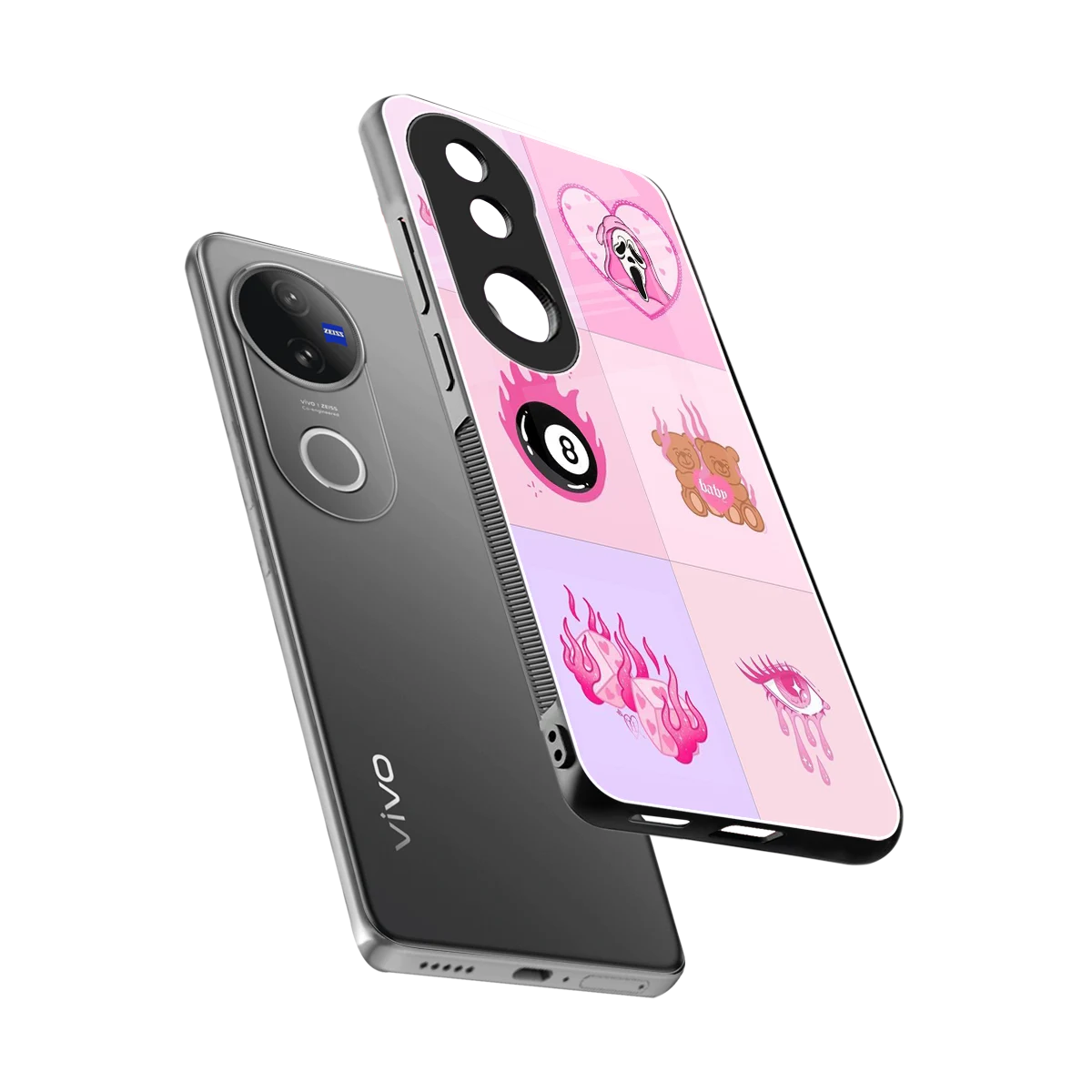 Ghostly Adorable sleek vivo v50 cover with tempered glass back and TPU edges