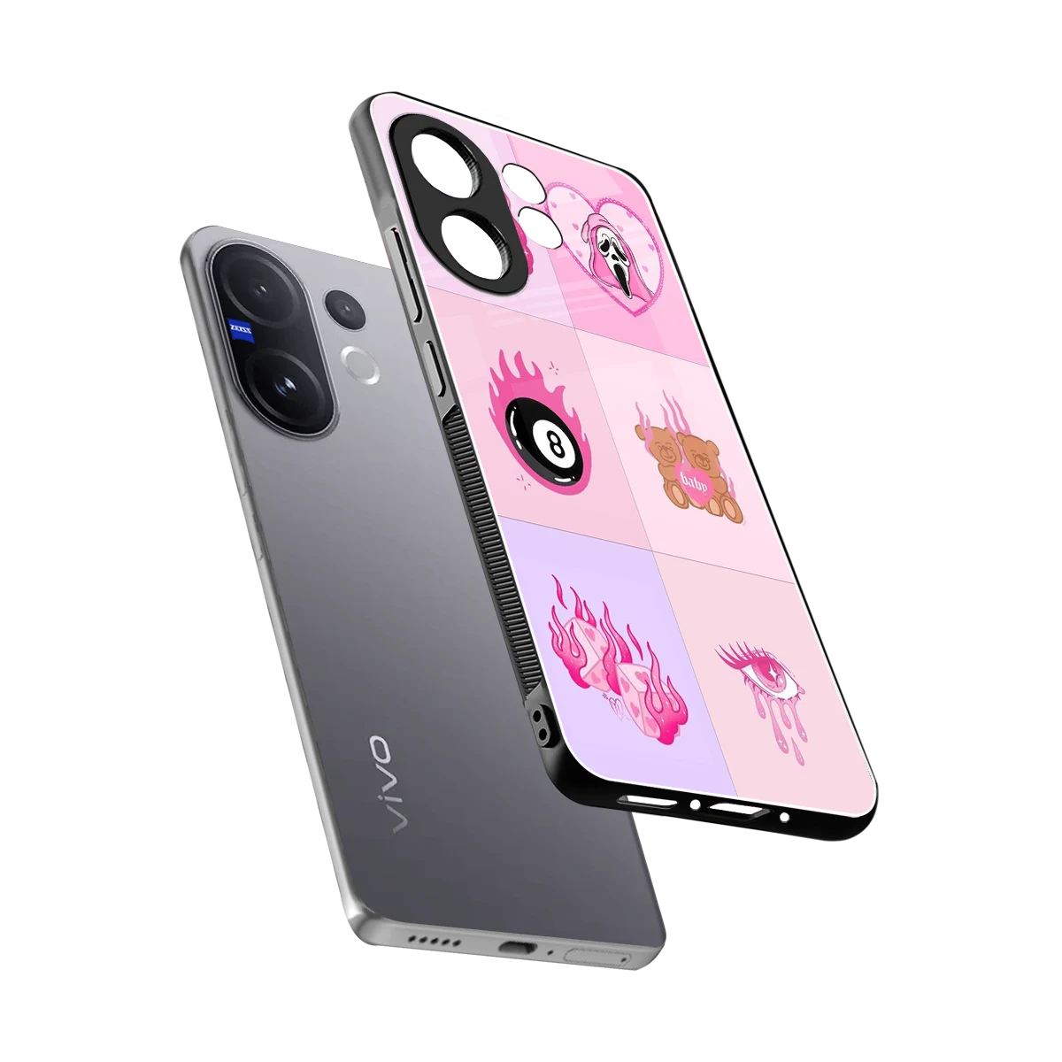Ghostly Adorable sleek vivo v60 cover with tempered glass back and TPU edges