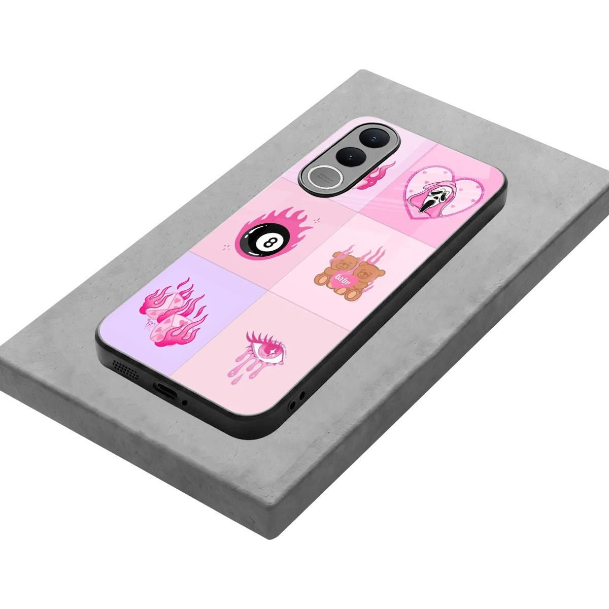 Ghostly Adorable stylish phone case for vivo v70 fe | glossy glass and slim fit