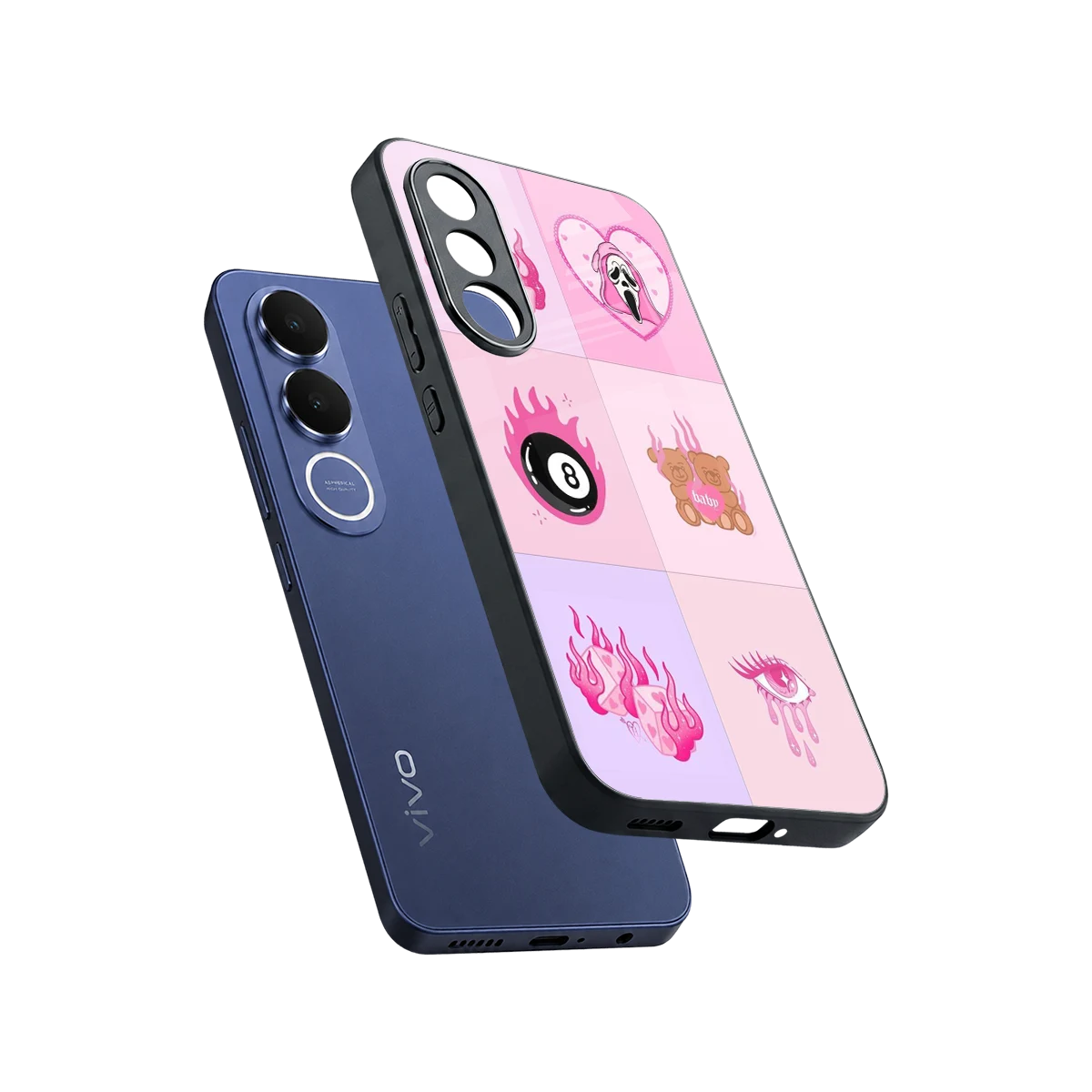 Ghostly Adorable sleek vivo v70 fe cover with tempered glass back and TPU edges