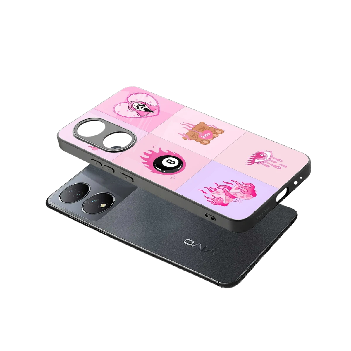 Ghostly Adorable sleek Vivo-y100 cover with tempered glass back and TPU edges