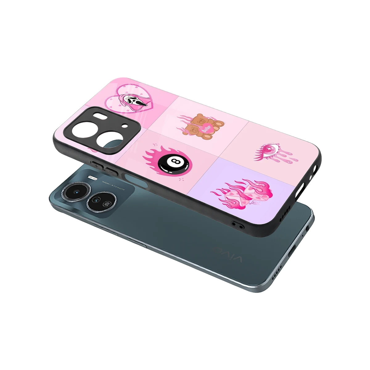 Ghostly Adorable sleek vivo y16 cover with tempered glass back and TPU edges