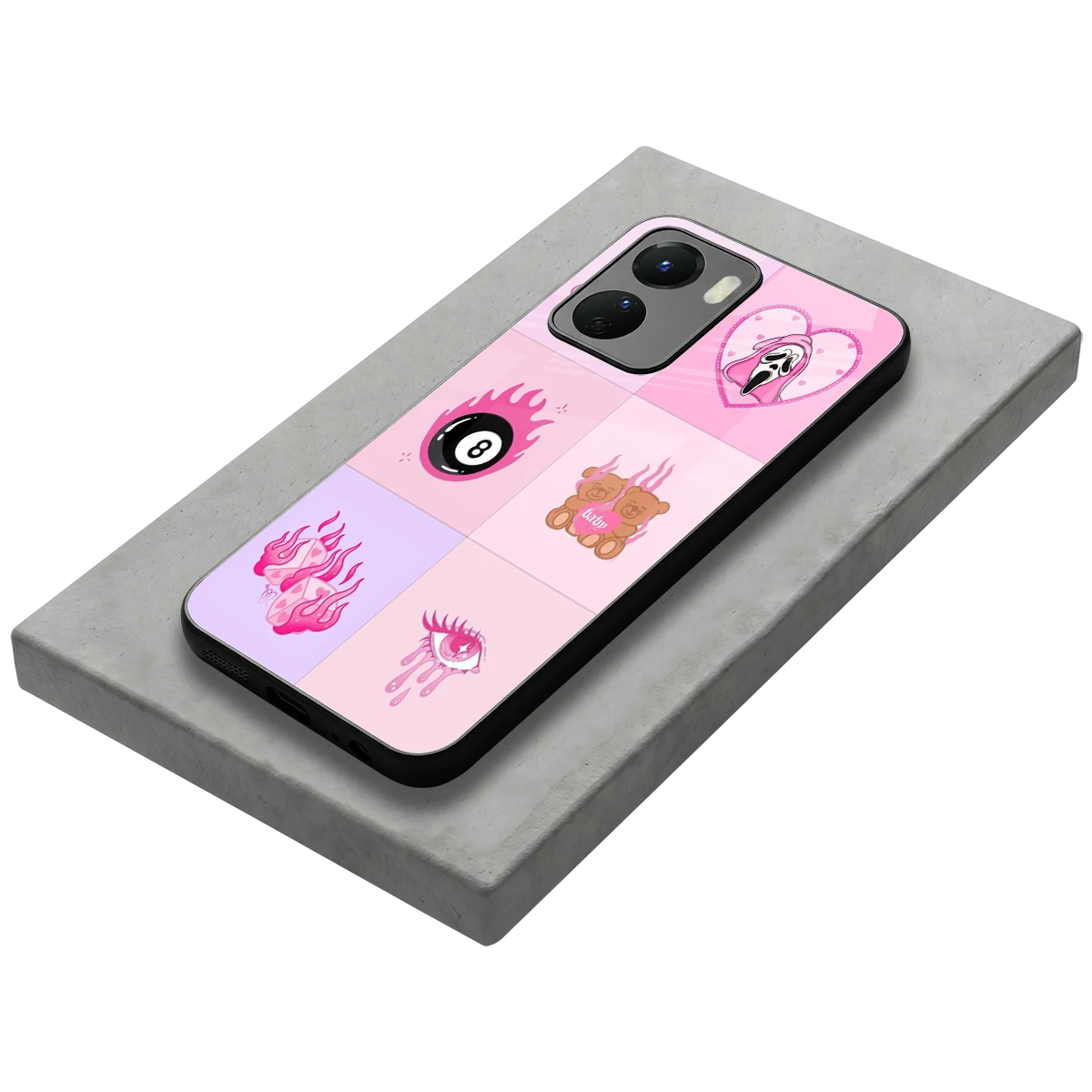 Ghostly Adorable stylish phone case for vivo y16 | glossy glass and slim fit