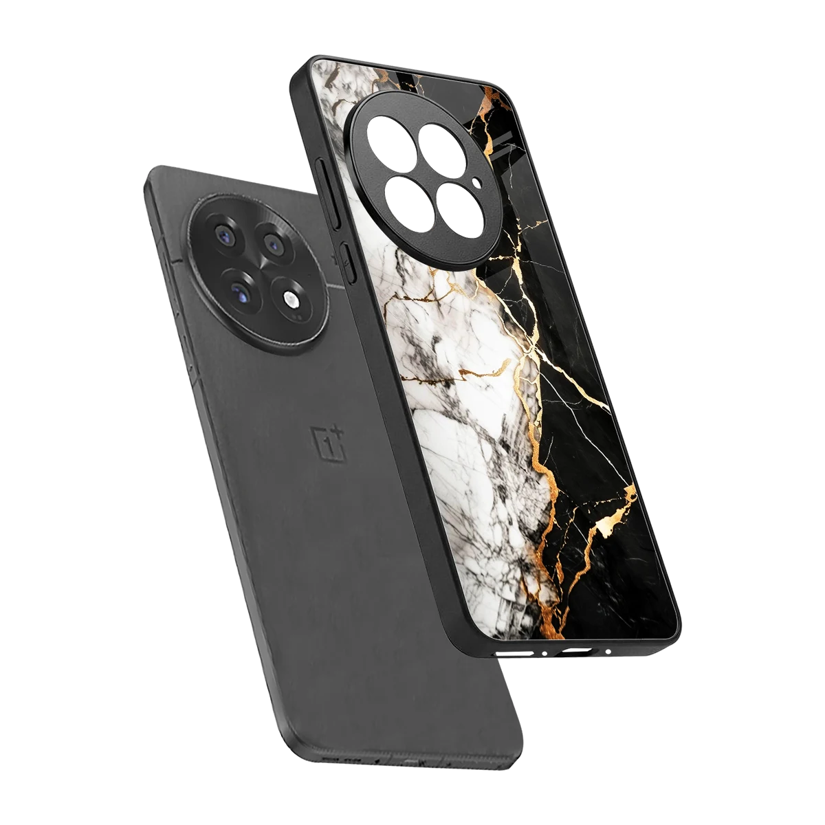 Gilded Marble sleek oneplus 13 cover with tempered glass back and TPU edges