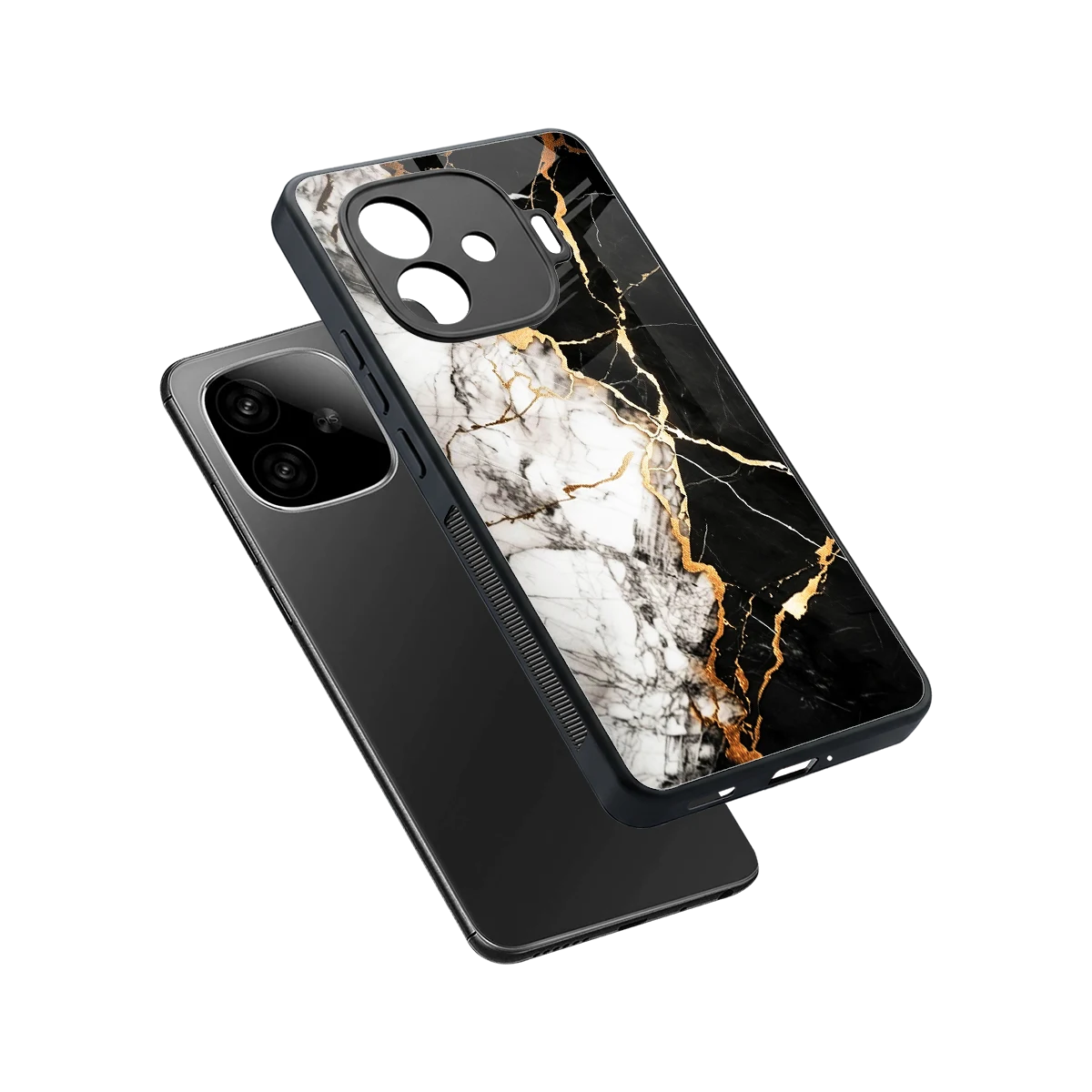 Gilded Marble sleek iqoo neo 10r 5g cover with tempered glass back and TPU edges