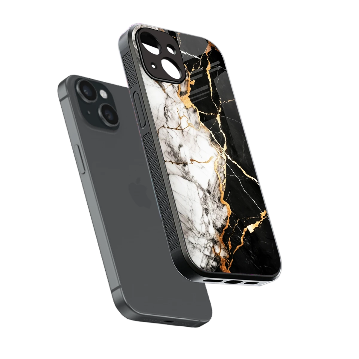 Gilded Marble sleek iphone 13 cover with tempered glass back and TPU edges