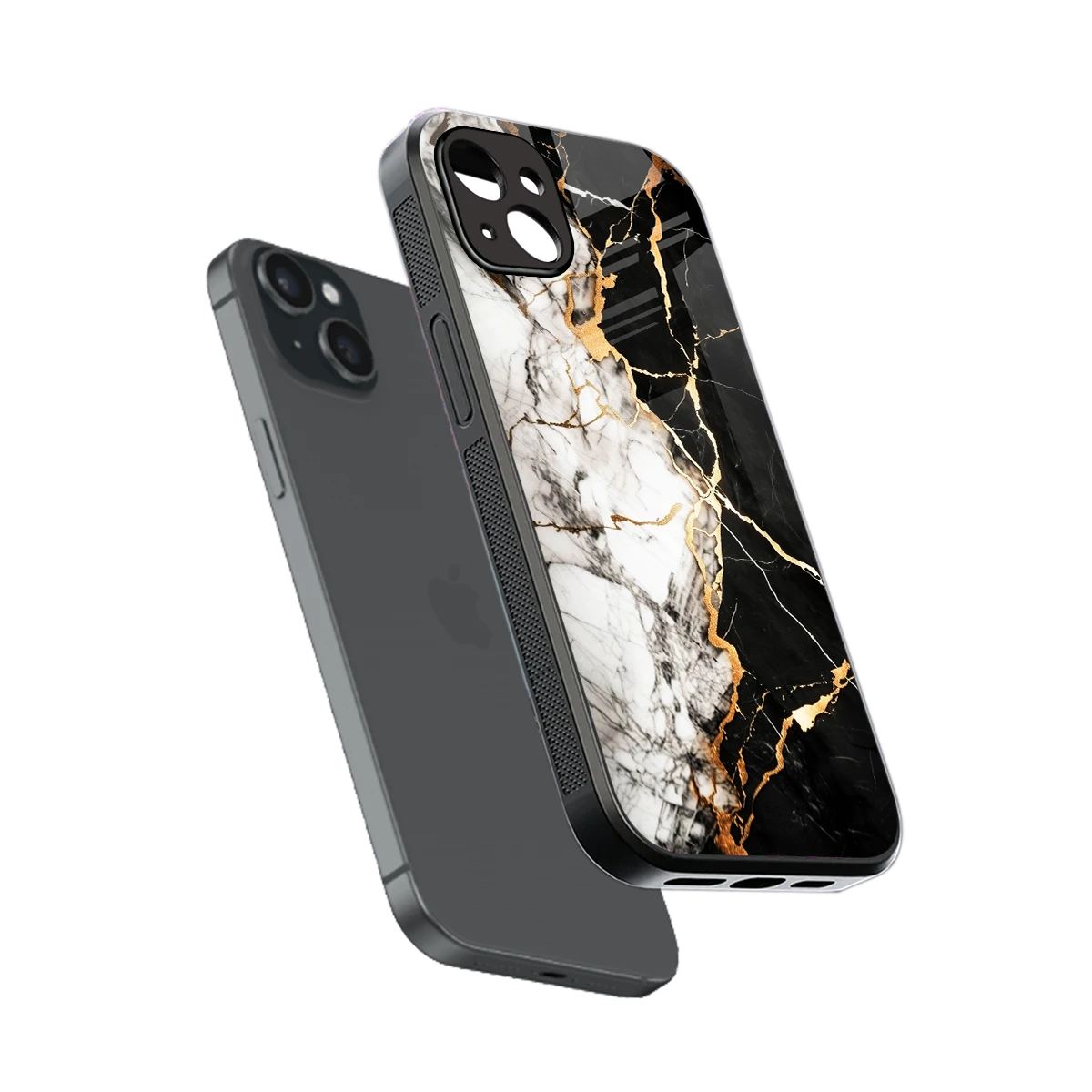 Gilded Marble sleek iphone 14 plus cover with tempered glass back and TPU edges