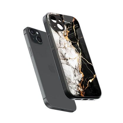 Gilded Marble sleek iphone 14 plus cover with tempered glass back and TPU edges