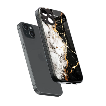 Gilded Marble sleek iphone 15 cover with tempered glass back and TPU edges
