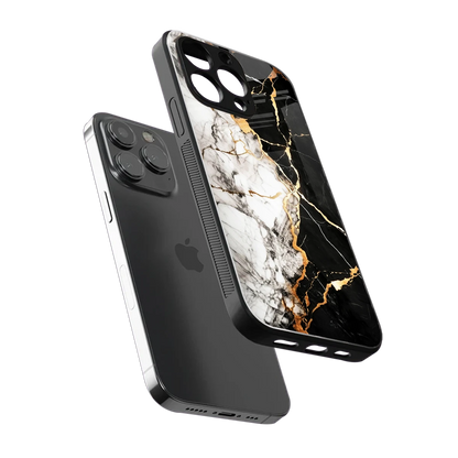 Gilded Marble sleek iphone 15 pro cover with tempered glass back and TPU edges