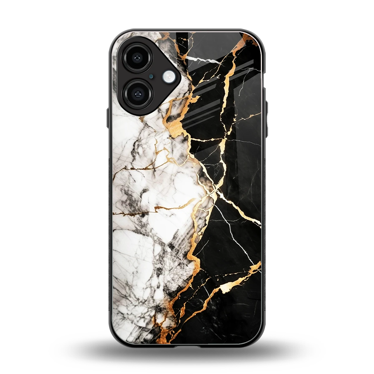 Gilded Marble back phone cover | glass case for iphone 16 plus