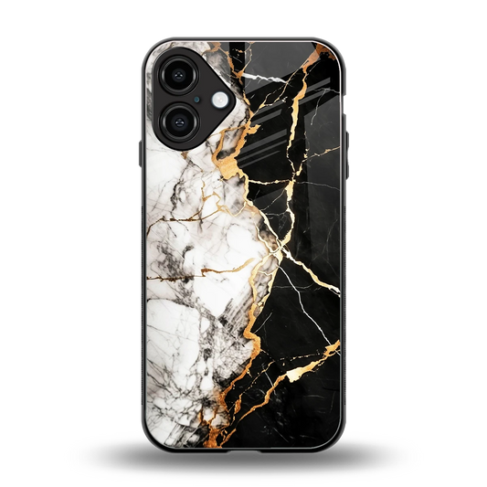 Gilded Marble back phone cover | glass case for iphone 16 plus