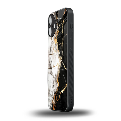 Gilded Marble iphone 16 plus mobile cover | shockproof glass phone case
