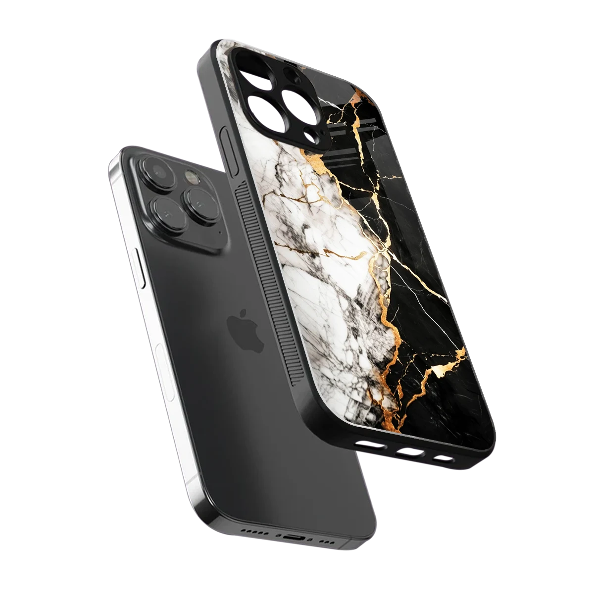 Gilded Marble sleek iphone 16 pro max cover with tempered glass back and TPU edges