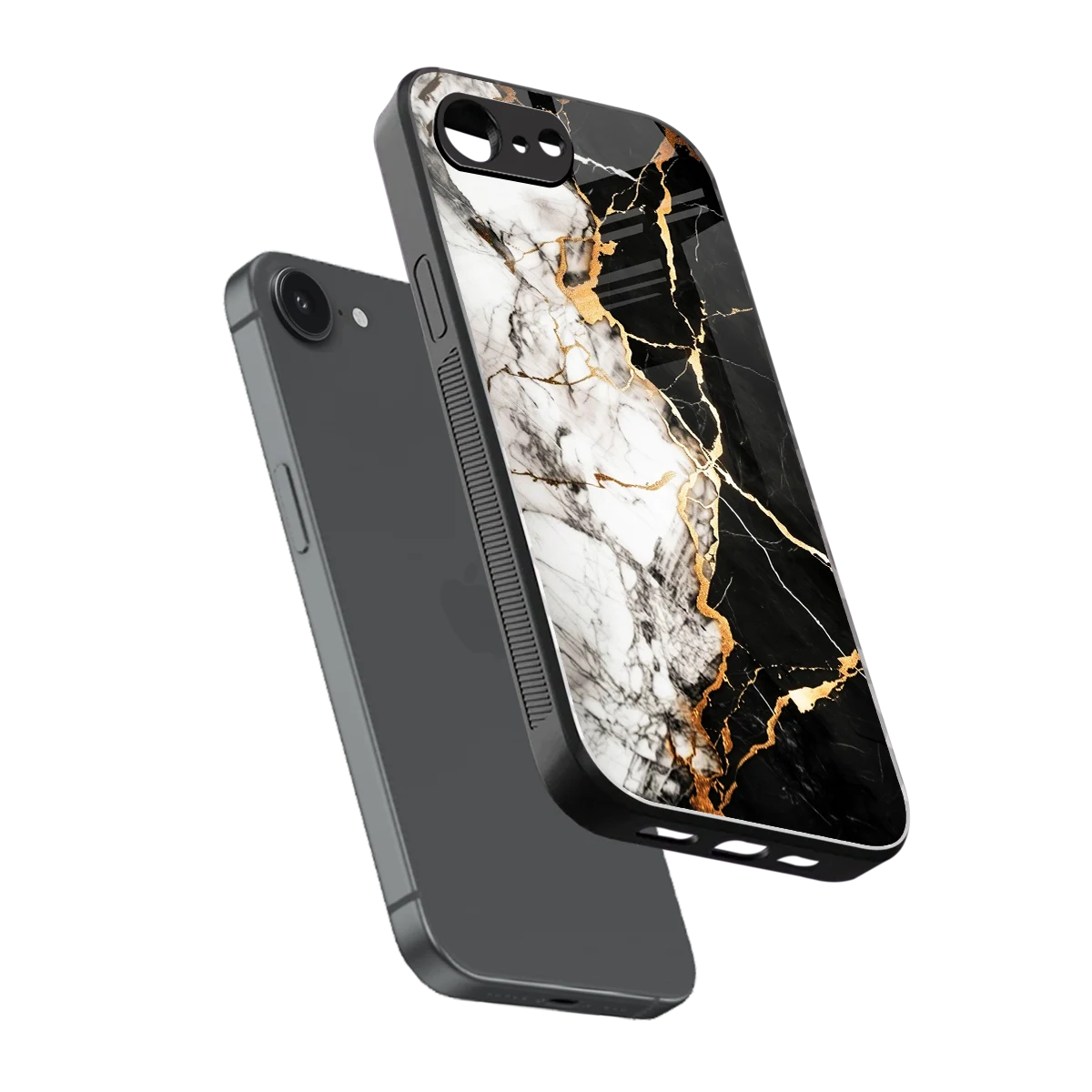 Gilded Marble sleek iphone 16e cover with tempered glass back and TPU edges