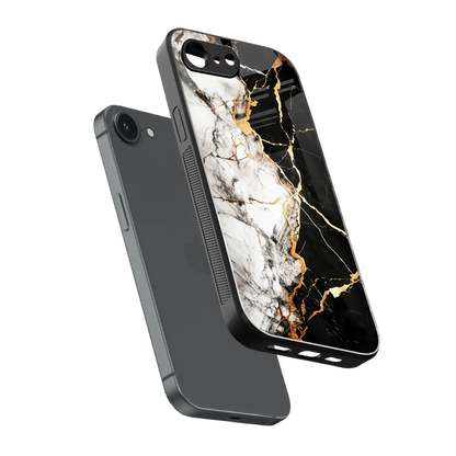 Gilded Marble sleek iphone 16e cover with tempered glass back and TPU edges