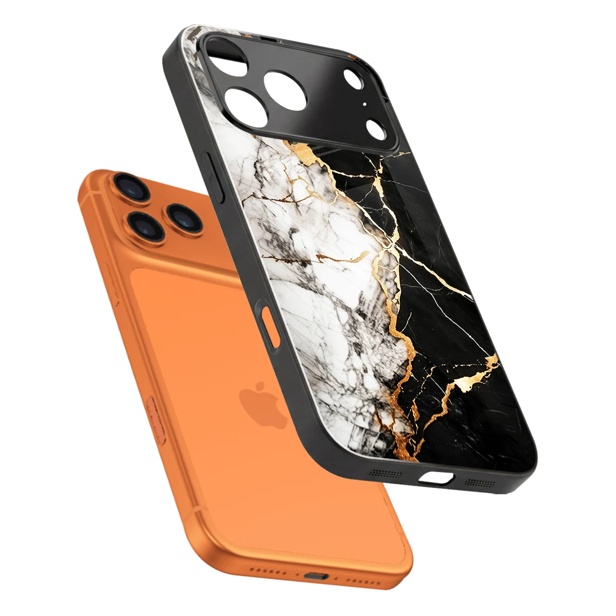 Gilded Marble sleek iphone 17 pro cover with tempered glass back and TPU edges
