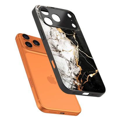 Gilded Marble sleek iphone 17 pro cover with tempered glass back and TPU edges