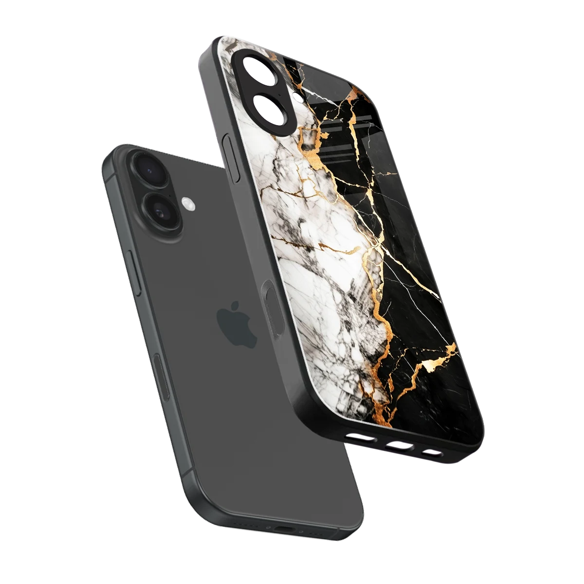 Gilded Marble sleek iphone 17 cover with tempered glass back and TPU edges