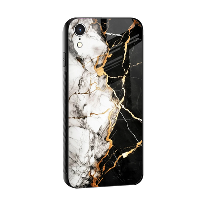 Gilded Marble sleek iphone xr cover with tempered glass back and TPU edges