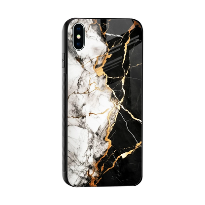 Gilded Marble sleek iphone xs max cover with tempered glass back and TPU edges