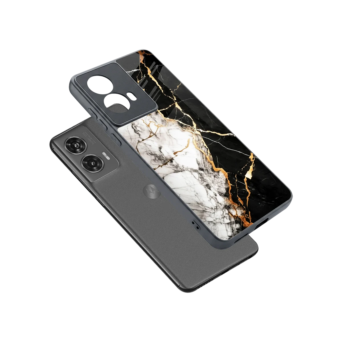 Gilded Marble sleek motorola edge 50 fusion cover with tempered glass back and TPU edges