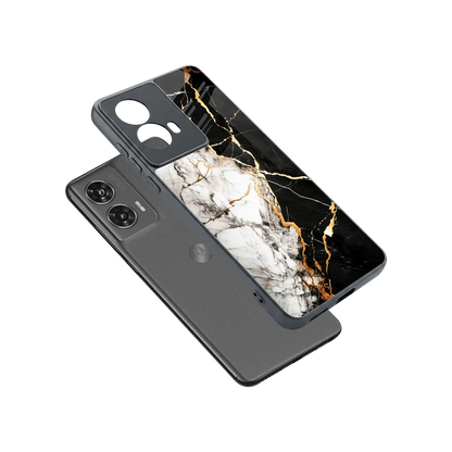 Gilded Marble sleek motorola edge 50 fusion cover with tempered glass back and TPU edges
