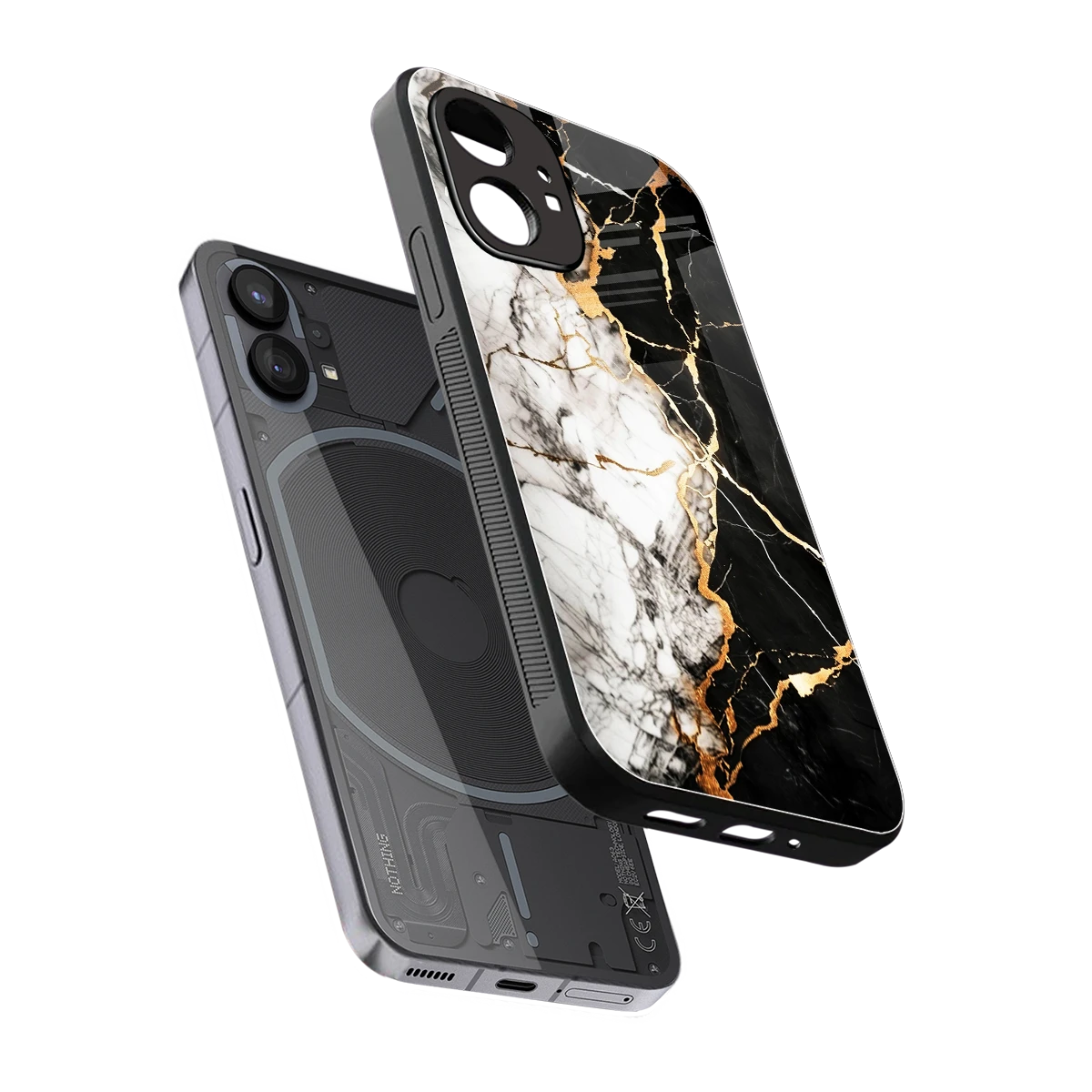 Gilded Marble sleek nothing phone 1 cover with tempered glass back and TPU edges