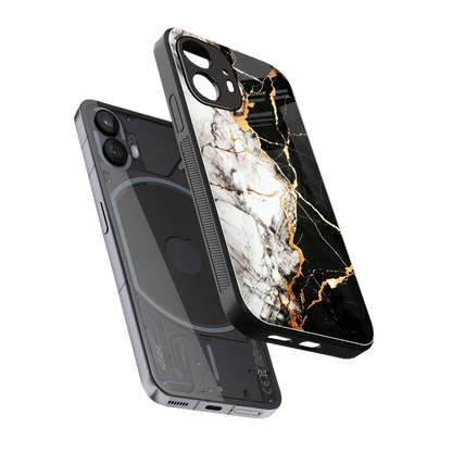 Gilded Marble sleek nothing phone 2 cover with tempered glass back and TPU edges