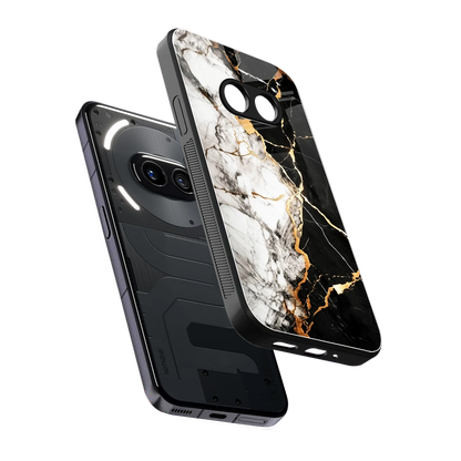 Gilded Marble sleek nothing phone 2a cover with tempered glass back and TPU edges