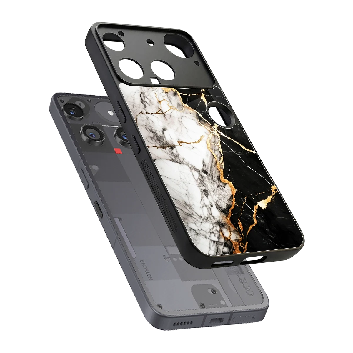 Gilded Marble sleek nothing phone 3 cover with tempered glass back and TPU edges