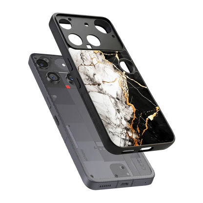 Gilded Marble sleek nothing phone 3 cover with tempered glass back and TPU edges