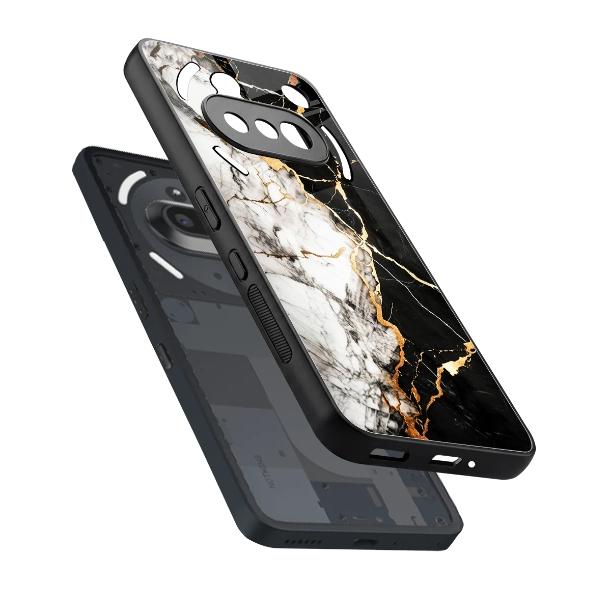 Gilded Marble sleek nothing phone 3a cover with tempered glass back and TPU edges