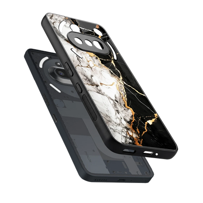 Gilded Marble sleek nothing phone 3a cover with tempered glass back and TPU edges