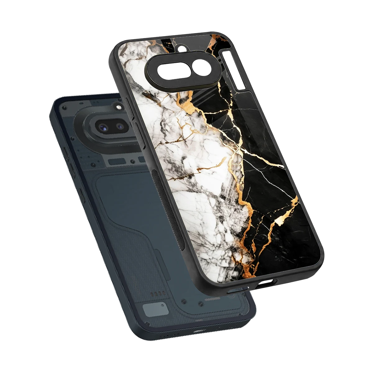 Gilded Marble sleek nothing phone 4a cover with tempered glass back and TPU edges