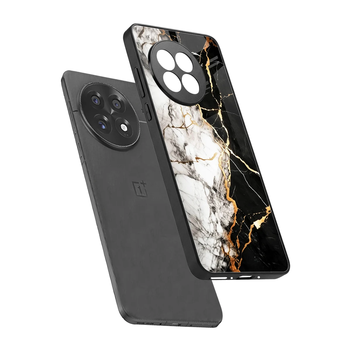 Gilded Marble sleek oneplus 13r cover with tempered glass back and TPU edges