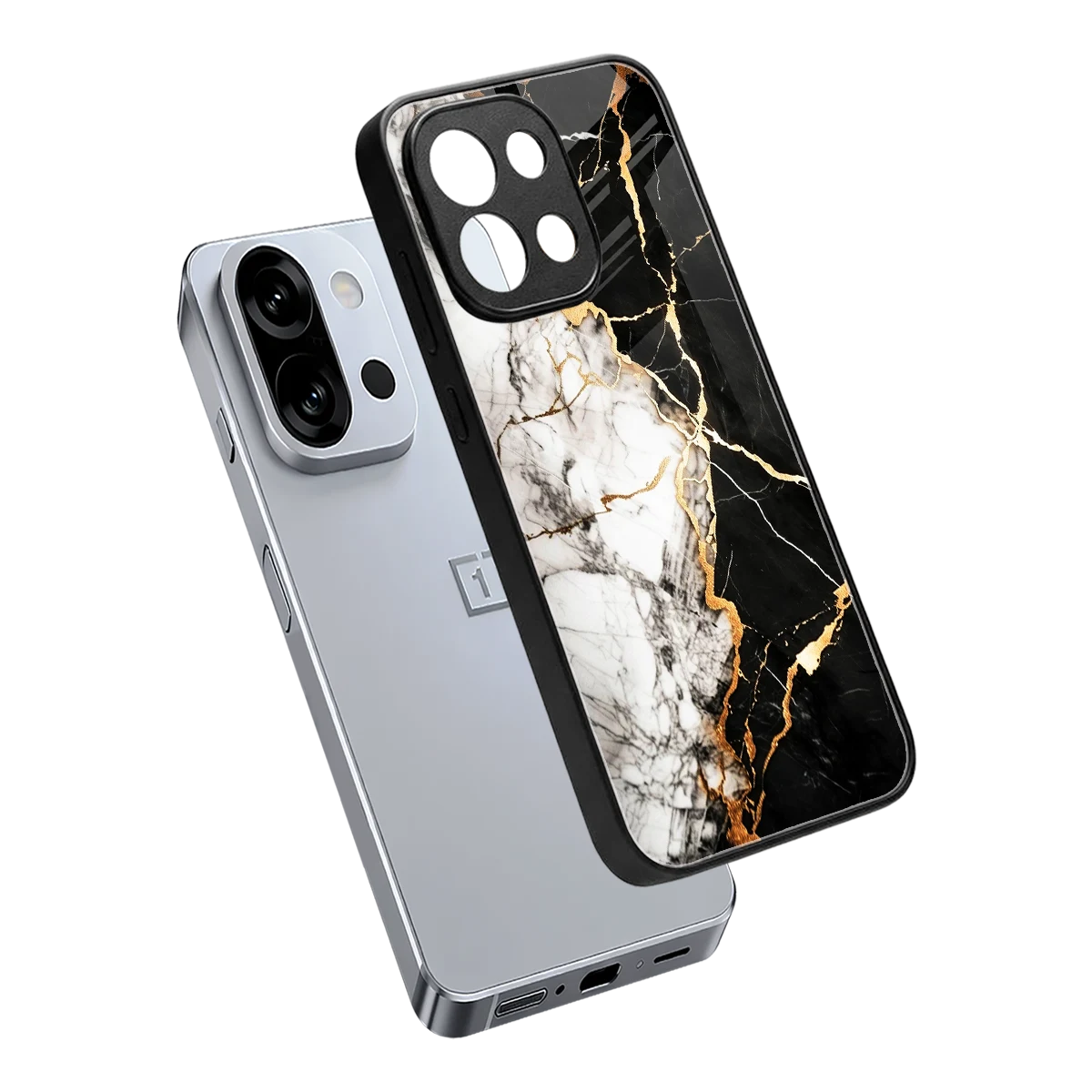 Gilded Marble sleek oneplus 13s cover with tempered glass back and TPU edges