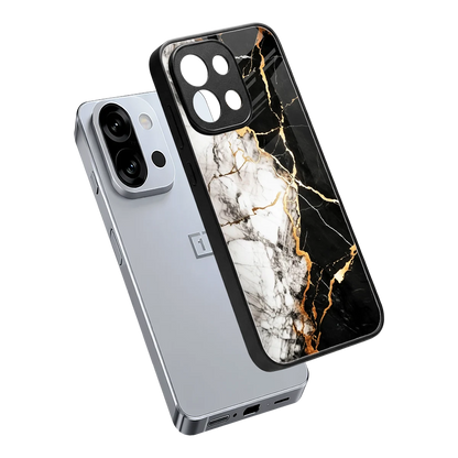 Gilded Marble sleek oneplus 13s cover with tempered glass back and TPU edges
