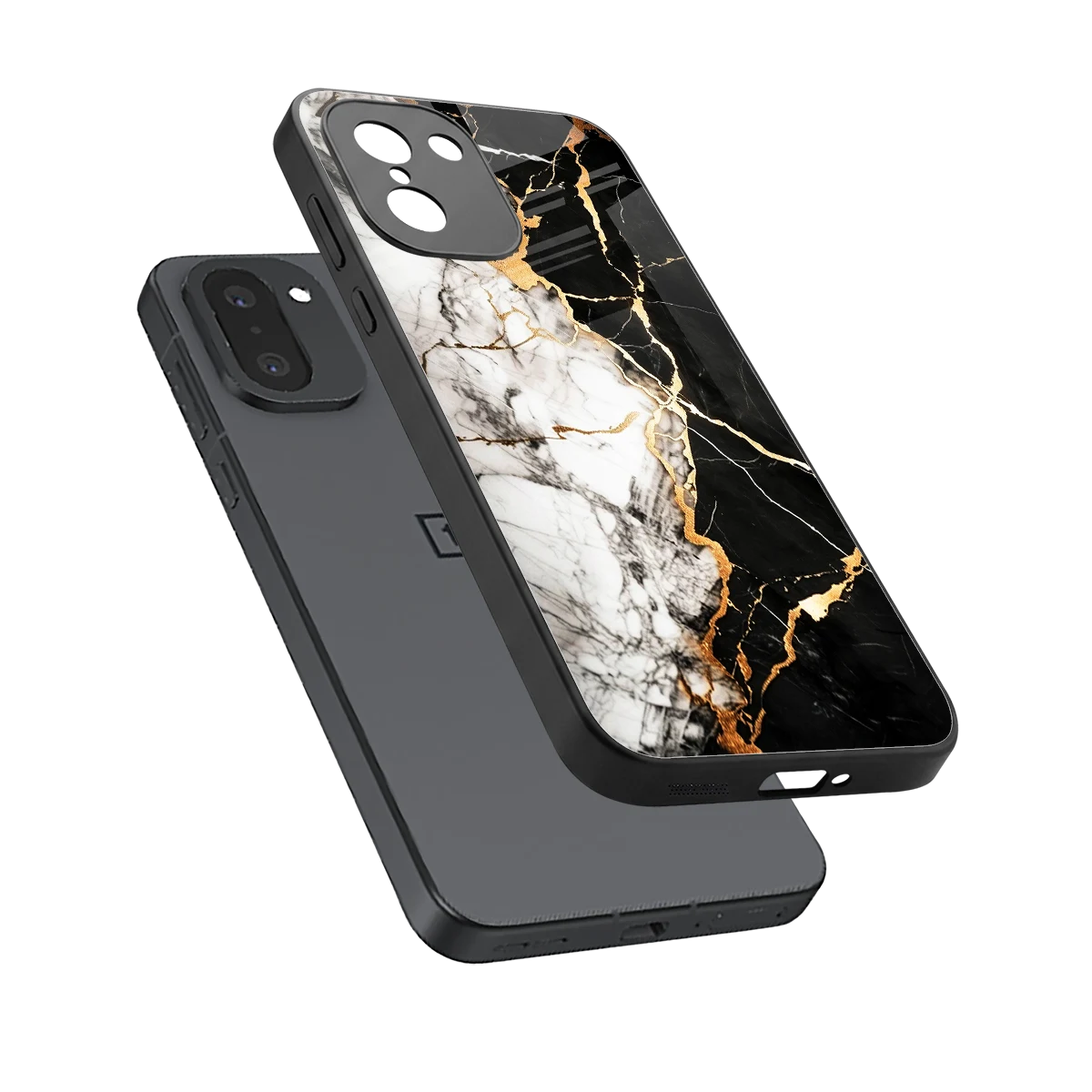Gilded Marble sleek oneplus 15r cover with tempered glass back and TPU edges