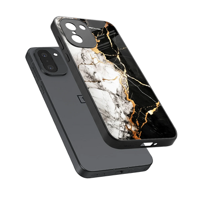 Gilded Marble sleek oneplus 15r cover with tempered glass back and TPU edges