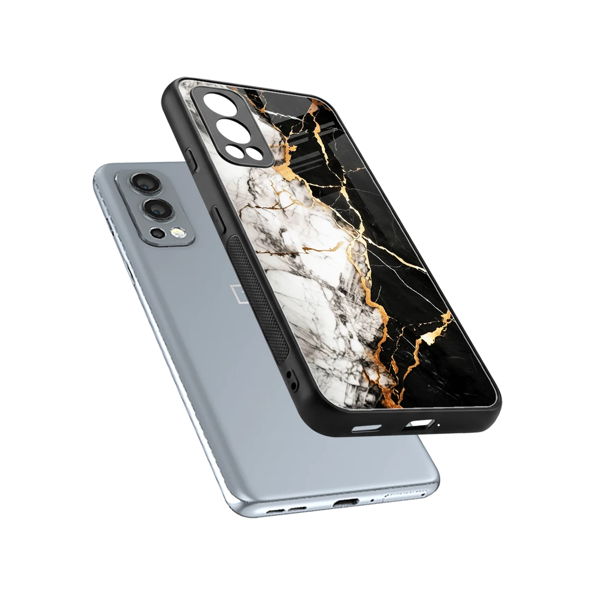 Gilded Marble sleek oneplus nord 2 cover with tempered glass back and TPU edges