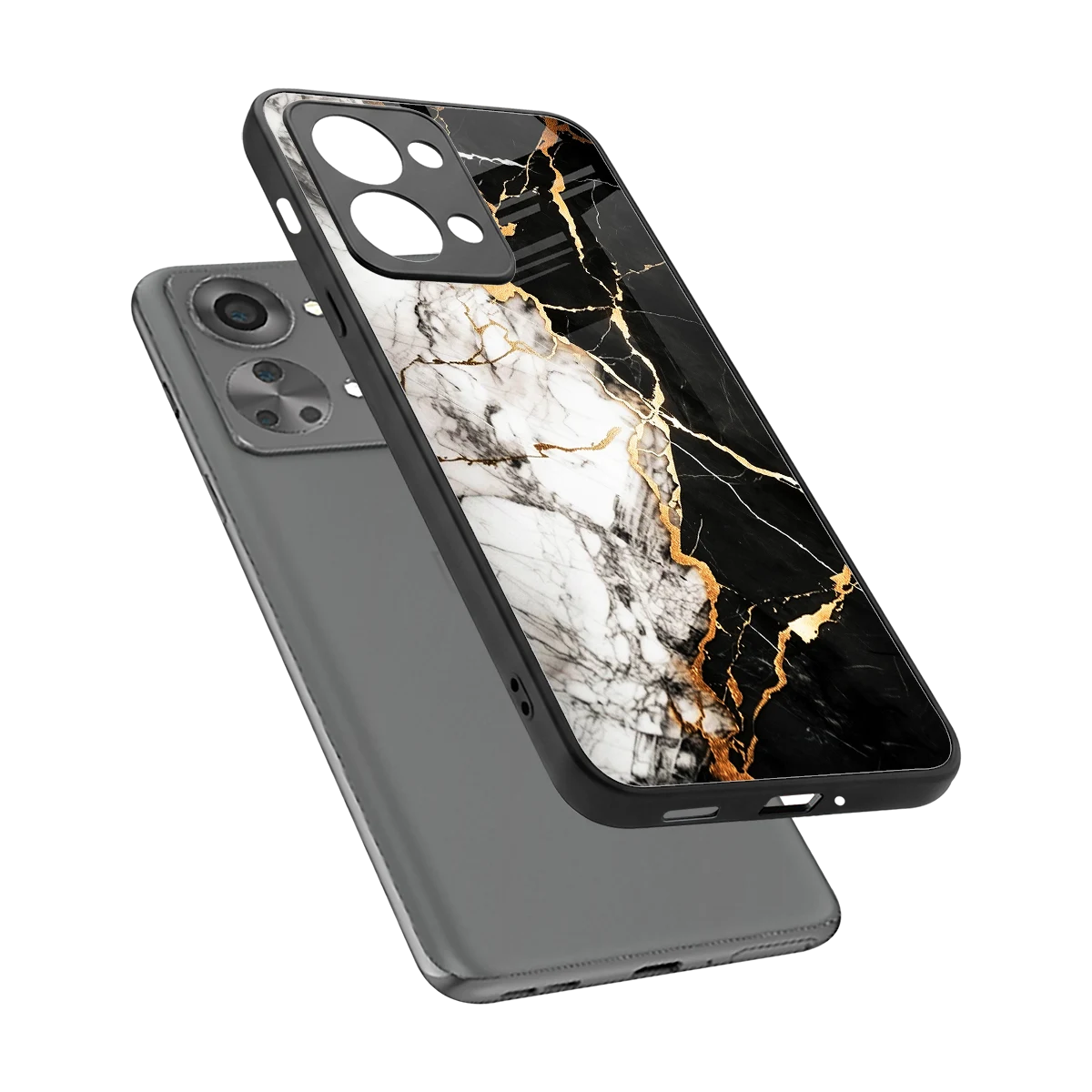 Gilded Marble sleek oneplus nord 2t cover with tempered glass back and TPU edges