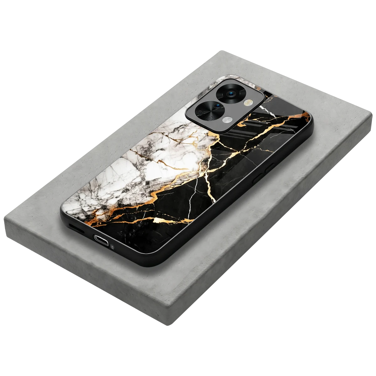 Gilded Marble stylish phone case for oneplus nord 2t | glossy glass and slim fit